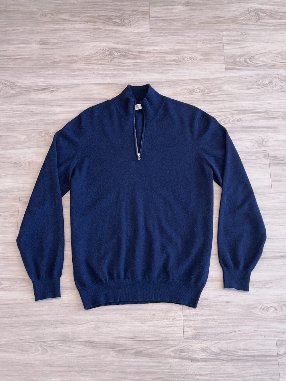 Brunello Cucinelli Navy 100% Cashmere Quarter Half Zip Sweater